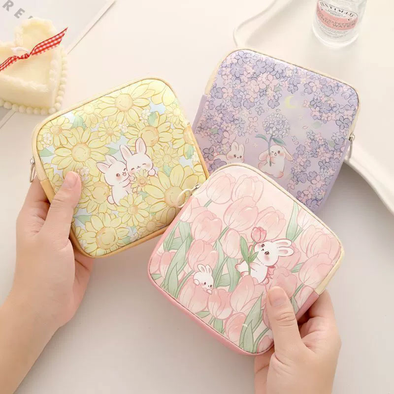 Tech Accessories Kit - Cute Cartoon Oil Painting Portable Coin