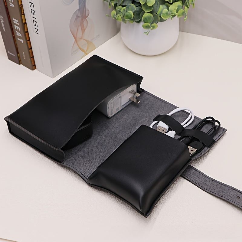 Tech Accessories Travel Bag - 1pc Leather Tech Organizer Pouch Portable