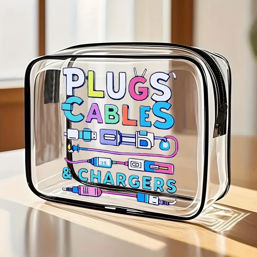 Tech Accessories Travel Bag - 1pc Large Clear Cable Organizer Bag,