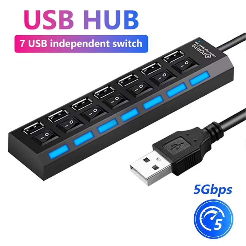 Usb Hub 7 Port - 7 Port USB 2.0 Hub Splitter