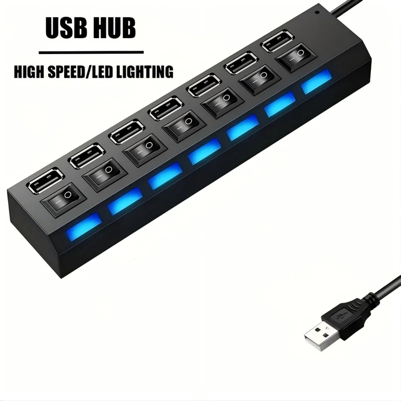 7 Ports USB 2.0 Hub LED 5Gbps  - Usb Hub 7 Port recension och pris