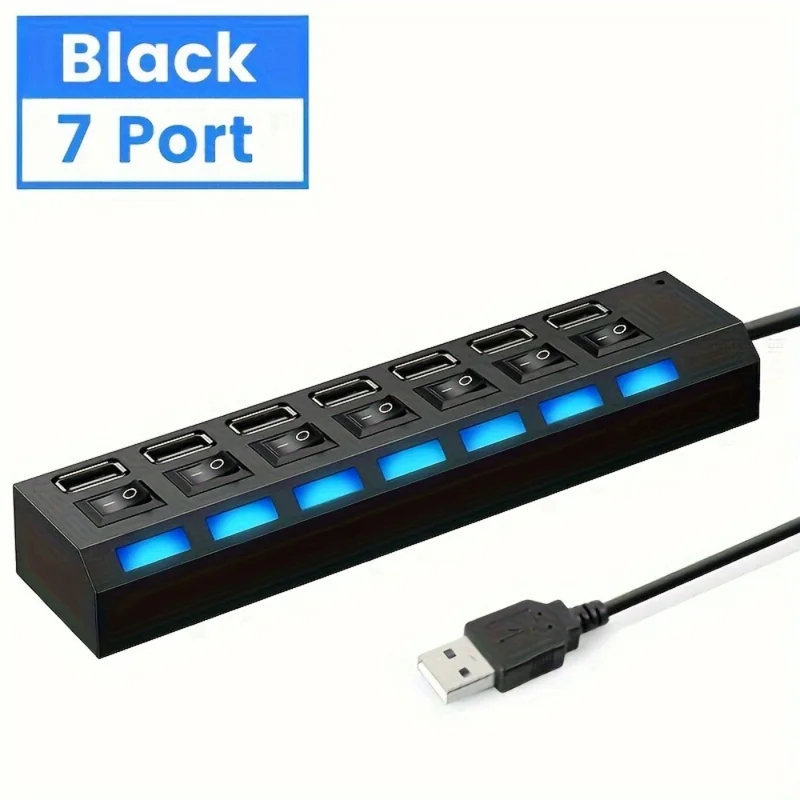 7 Ports USB 2.0 Hub LED 5Gbps  - Usb Hub 7 Port recension och pris