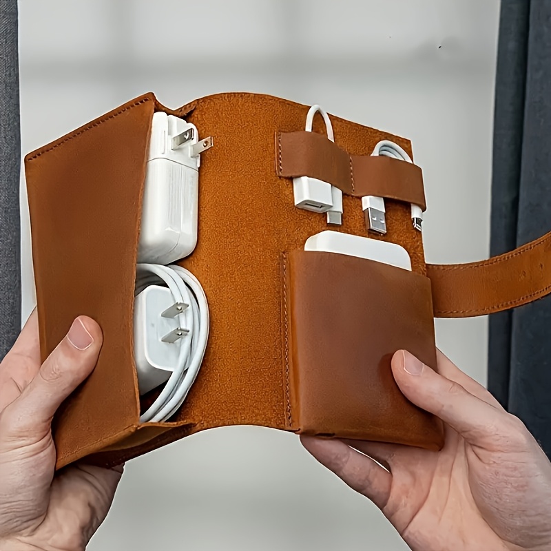 1pc Leather Tech Organizer Pou - Tech Accessories Travel Bag recension och pris
