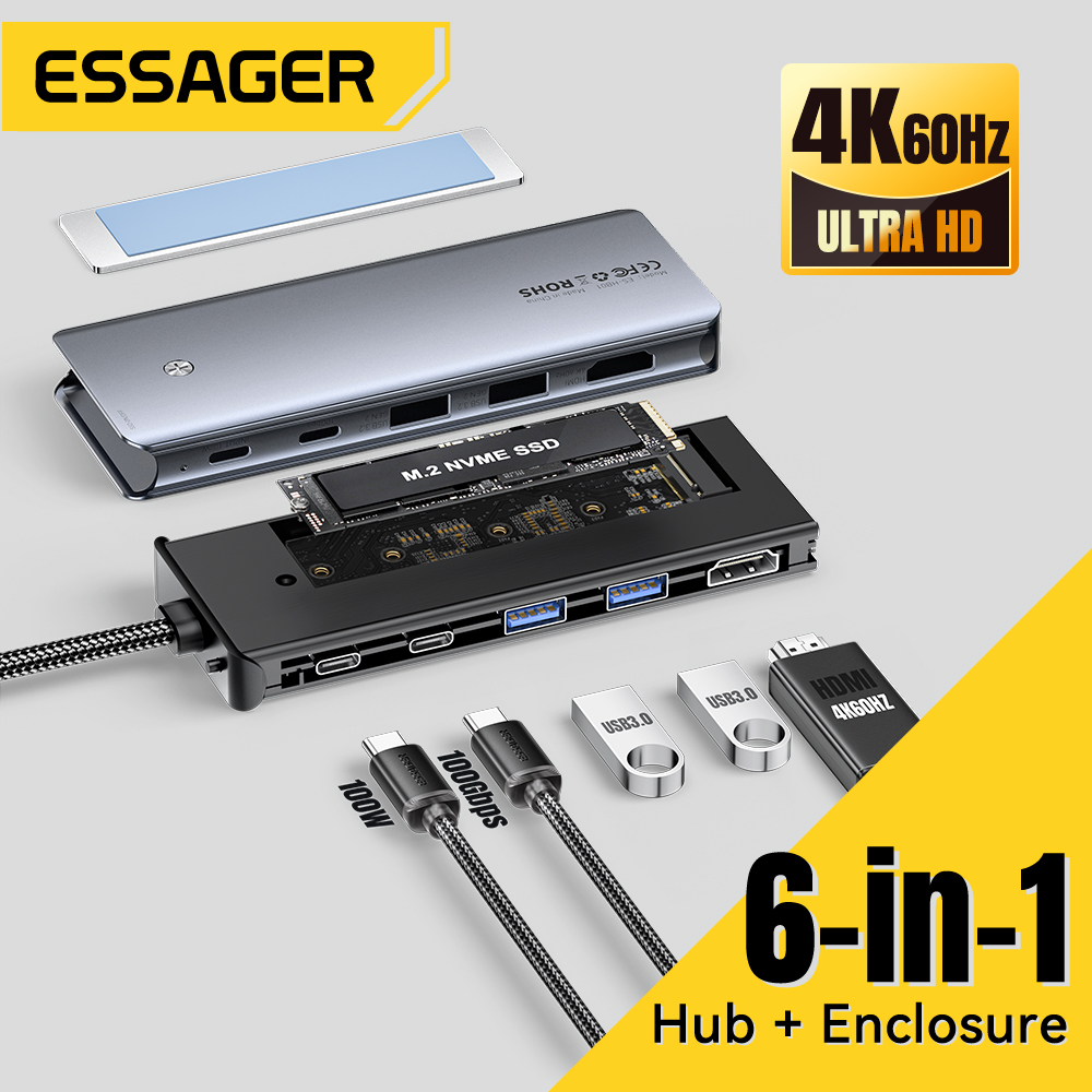 Essager USB C Hub With M.2 SSD - Usb Hub 7 Port recension och pris